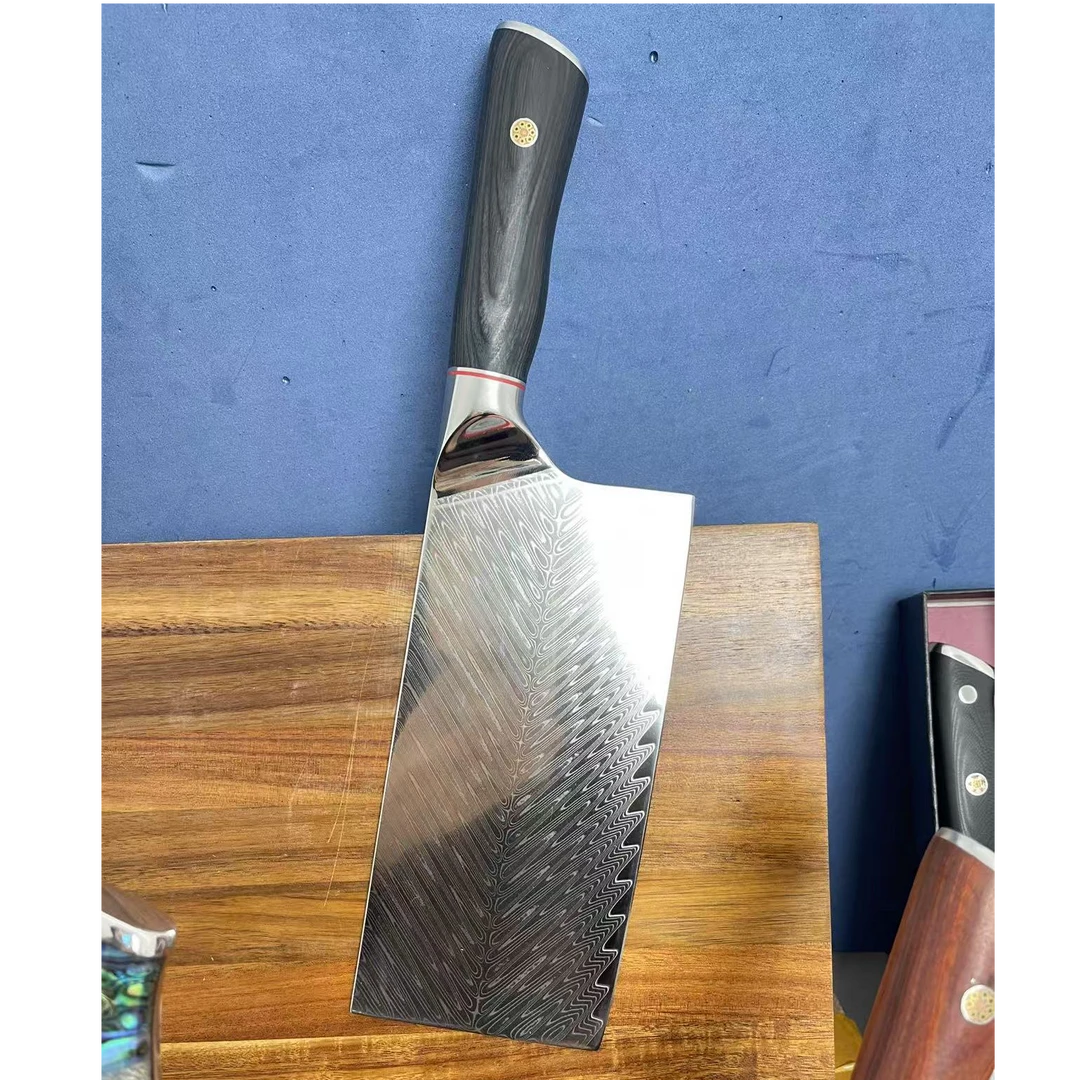 大马士革中式菜刀家用大菜刀切菜切肉实木手柄