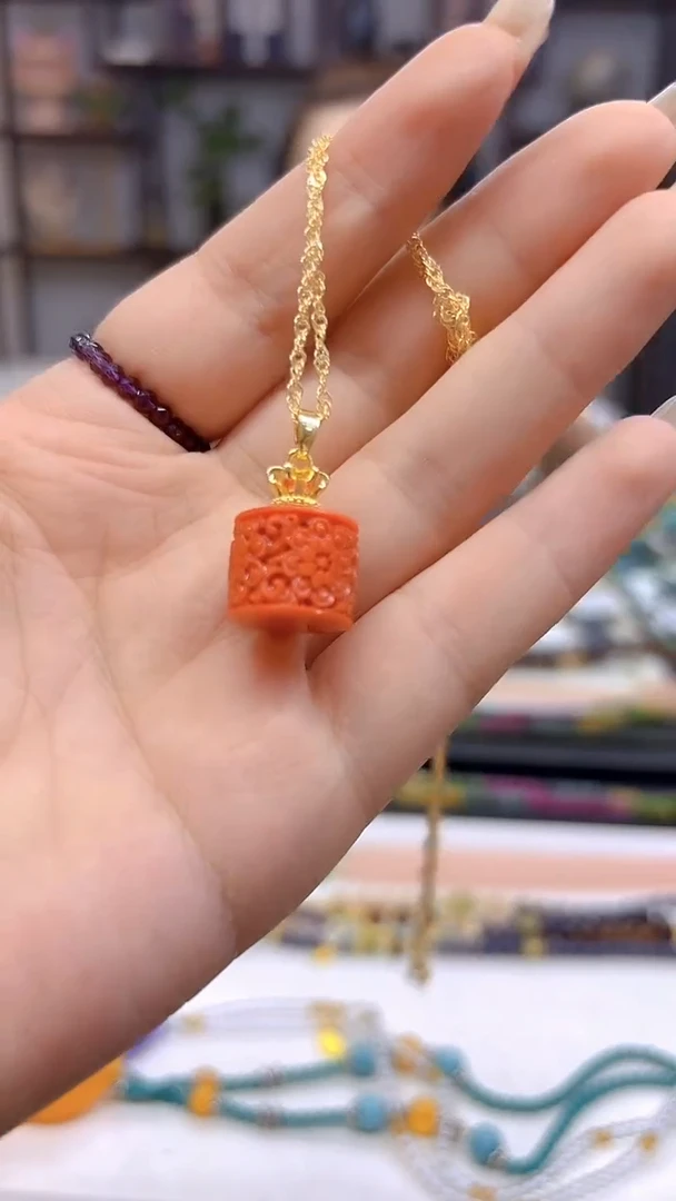 玛瑙/玉髓吊坠(赠链)银S925镀金镶嵌DIY款D302