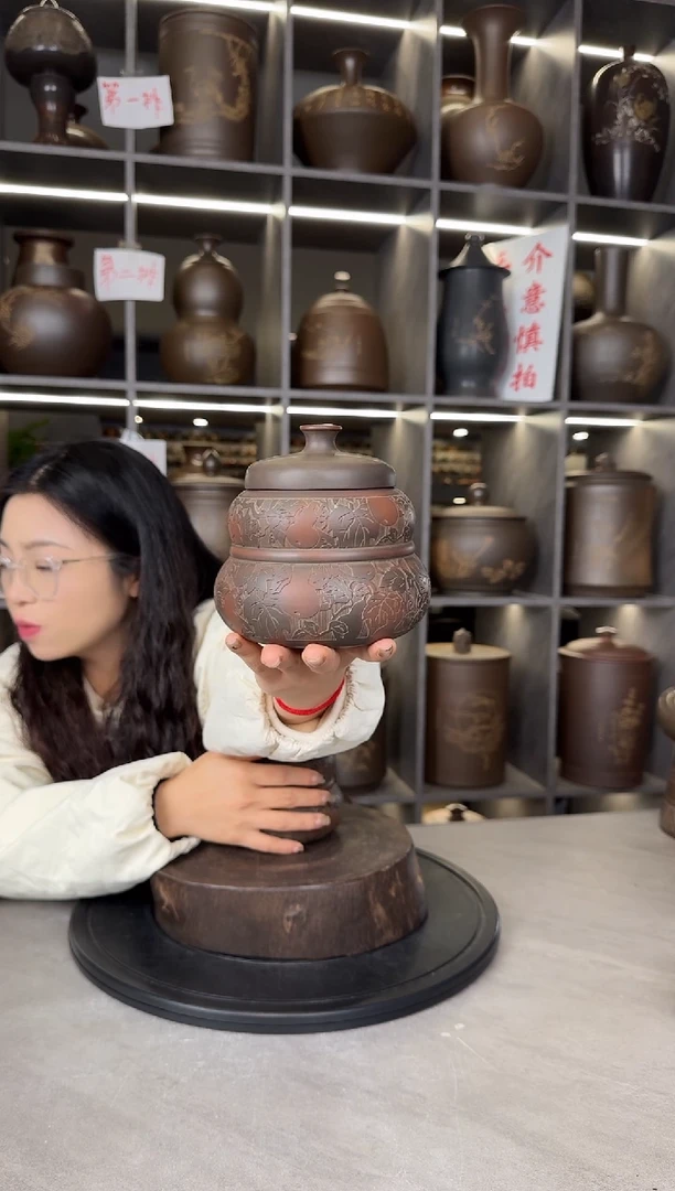 【闪购商品】罐本陶手作坭兴陶单个小葫芦茶叶罐手工痕迹