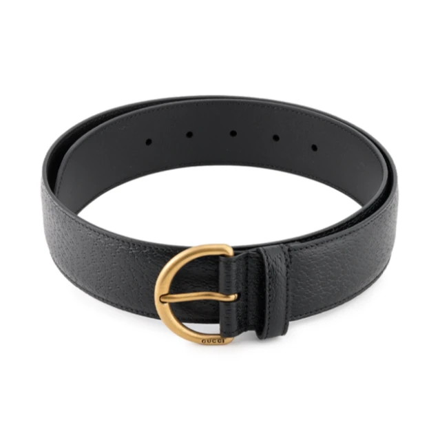 GUCCI古驰复古中性针扣荔枝纹皮带黑色宽3.8cm 573325-DJ20T-1000