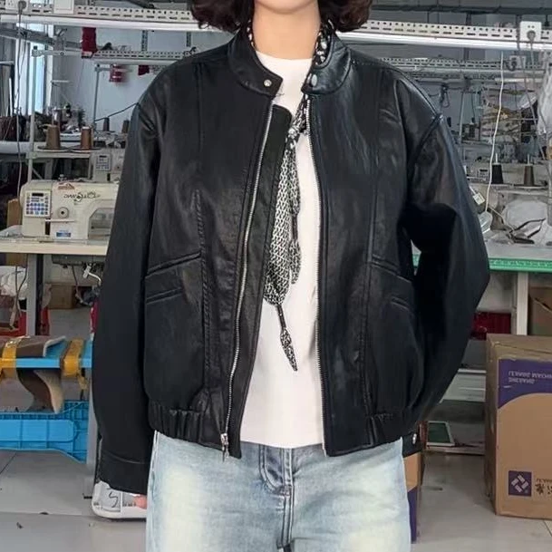 07黑色皮衣外套女2025春季新款港风高级感机车服夹克