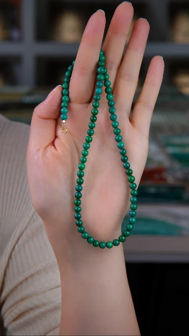 18K金镶嵌绿松石项链1