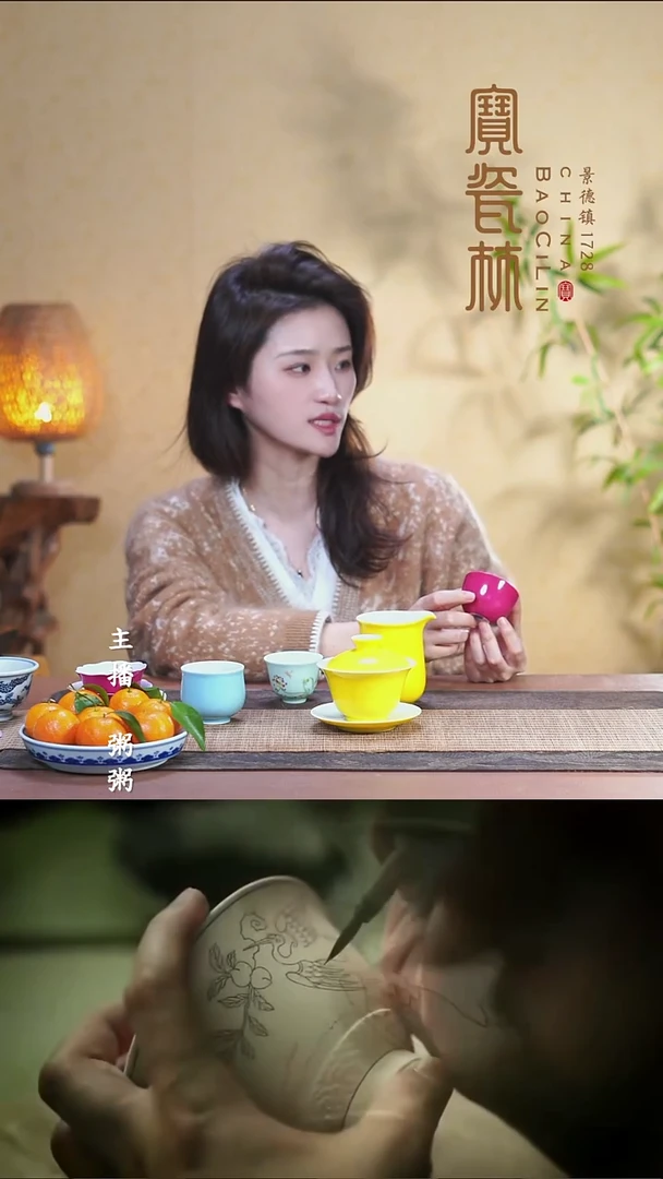 宝瓷林胭脂水罗汉杯