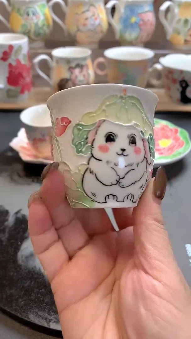 一味*手绘*荷冠杯