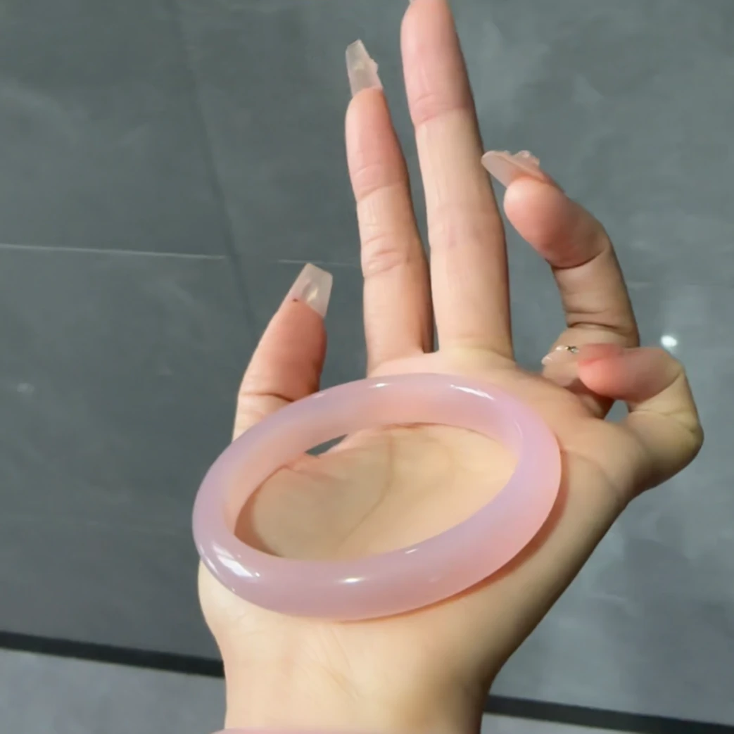 玛瑙藕粉手镯天然玉石