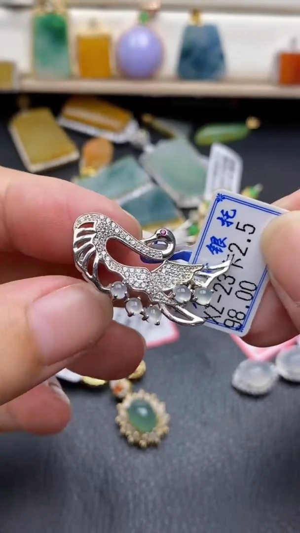 银S925镶嵌戒指翡翠1