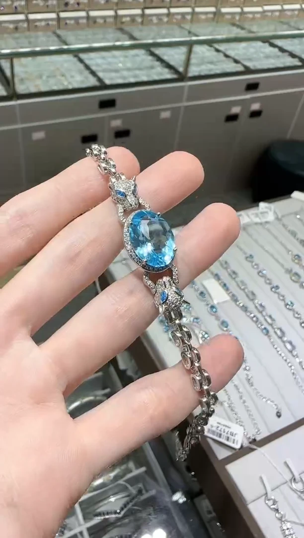 【闪购商品】托帕石手链银S925镶嵌12*16mm设计款