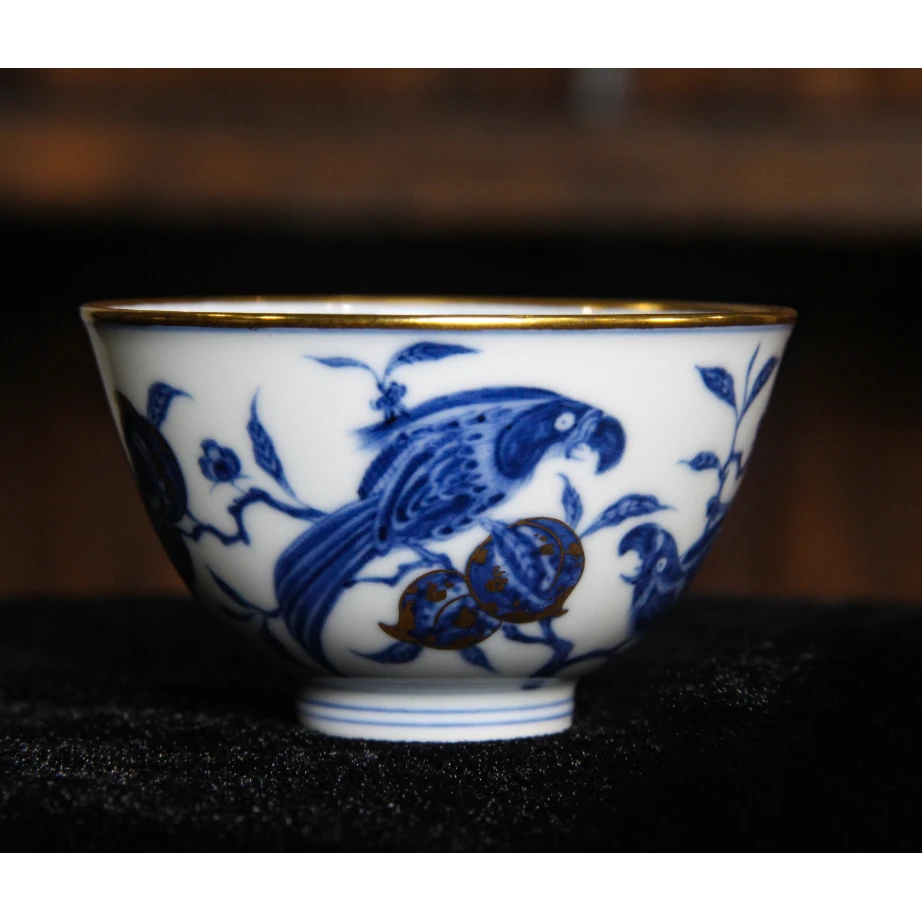 QHGS鹦鹉啄金桃鸡心杯