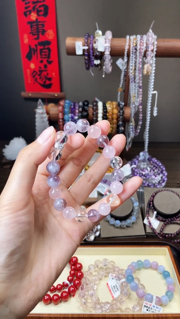 水晶手链未镶嵌紫兔毛设计微瑕39