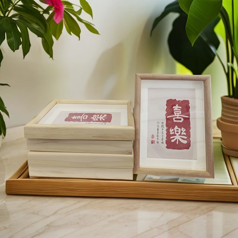 《拍一发五》8寸(15.2*20.3)西加云杉原木原色立体中空直角相框摆台