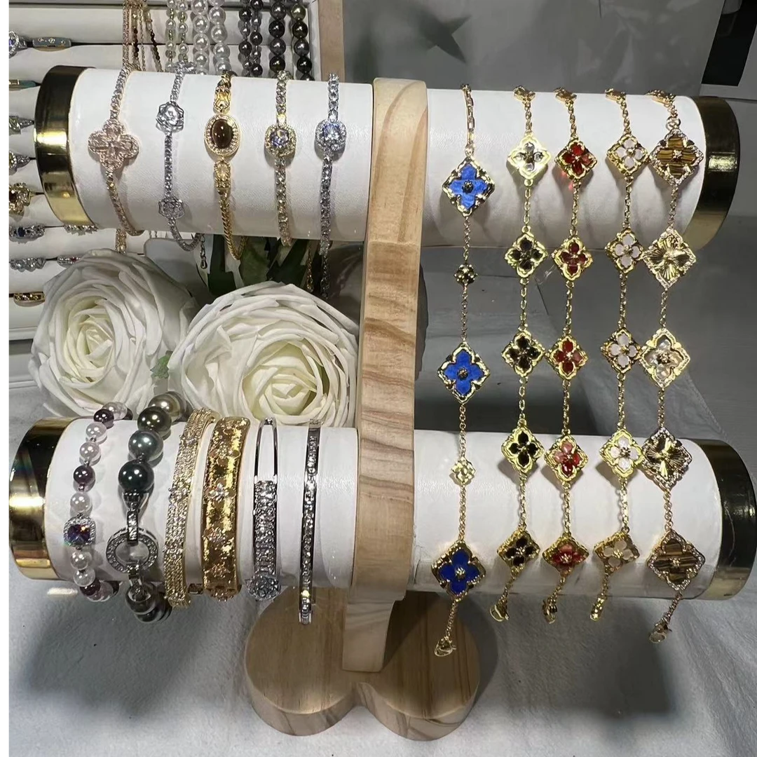 钛钢锆石手链 超轻奢的项链金手链蓝色手链饰品复古耳饰时尚百搭