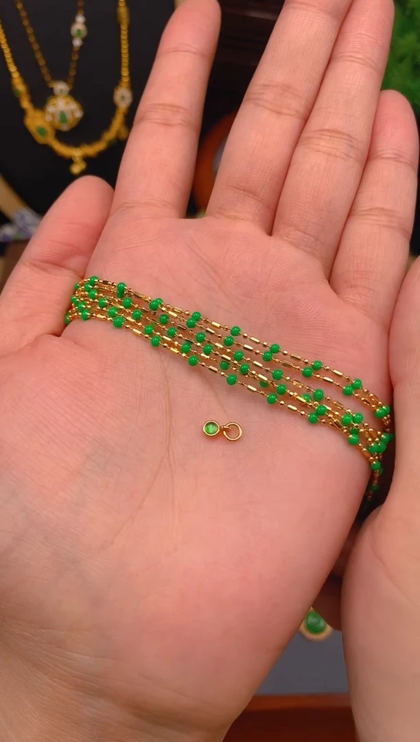 【闪购商品】翡翠项链银S925镶嵌金色碎银几两项链1条