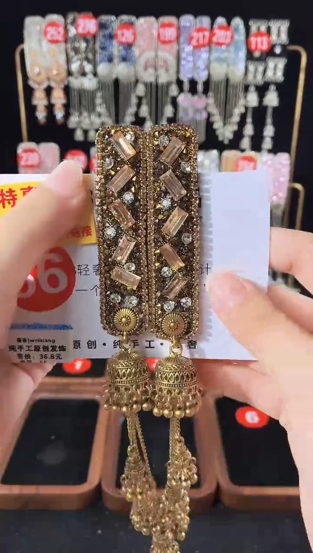 仿水晶铁合金56原创发夹一对倒夹