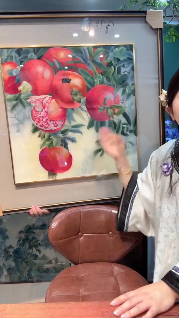 竖款非遗苏绣手工刺绣挂画