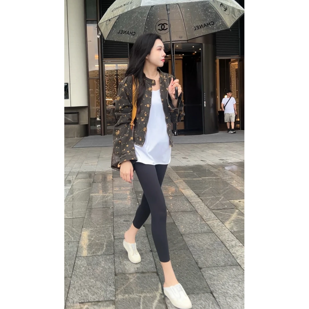 休闲时尚印花短款百搭气质L家碎花牛仔外套G0558