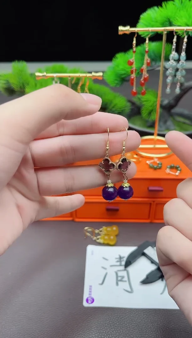 紫晶耳饰银S925镶嵌112