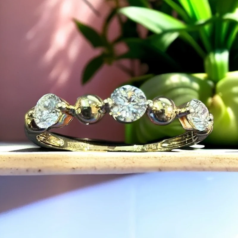 18k金镶嵌天然钻石38分隔珠三生戒指YHY