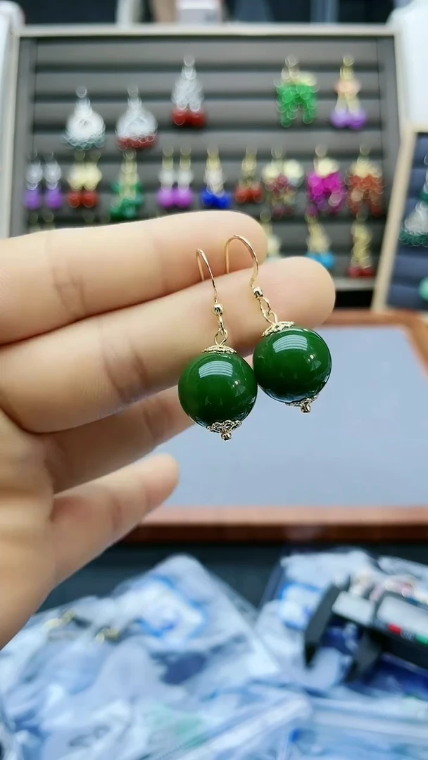 【闪购商品】和田玉耳饰14K金镶嵌521000