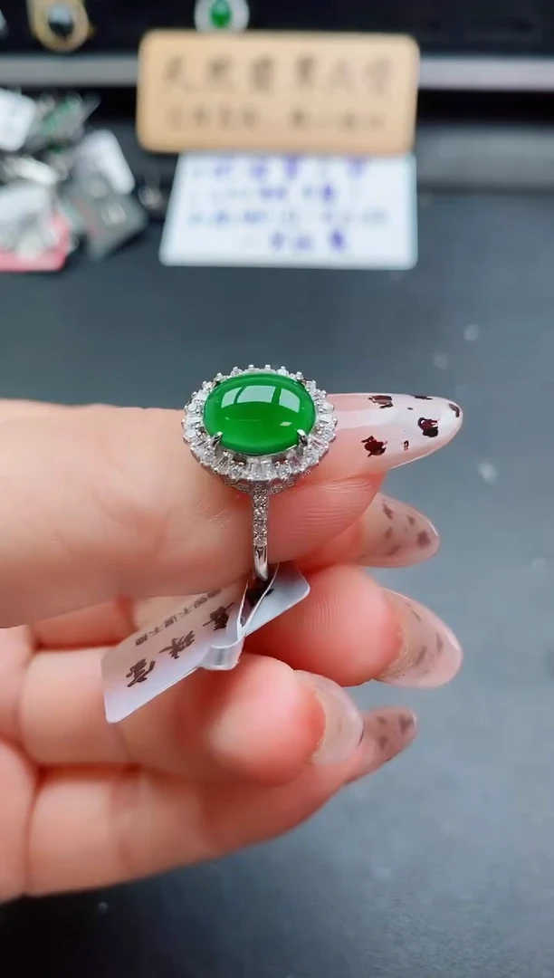 银S925镶嵌戒指翡翠1