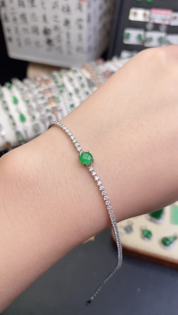银S925镶嵌手链翡翠0