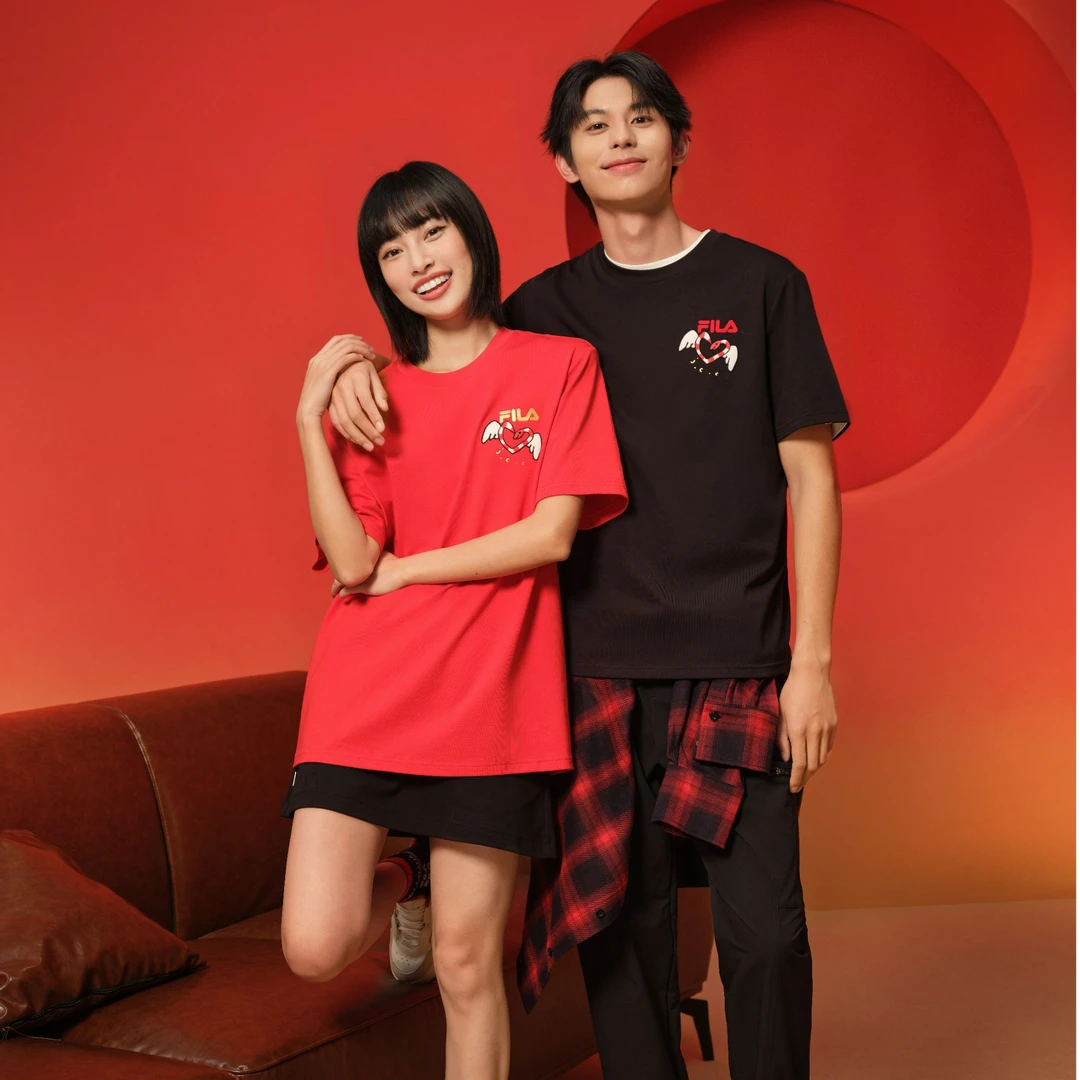 Fila/斐乐新款男女同款【设计感百搭短袖】休闲运动百搭F11U519101F