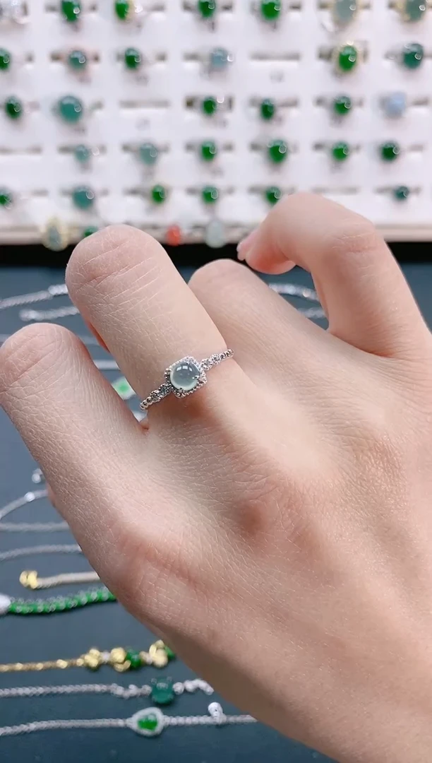 【闪购商品】翡翠戒指银S925镶嵌天然翡翠