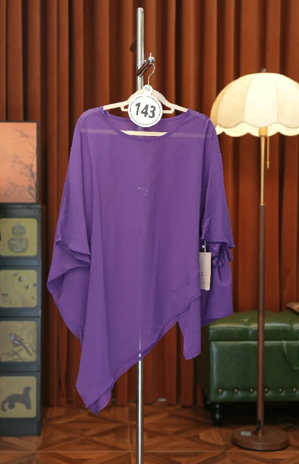 143号紫纱不规则极简风透气百搭罩衫