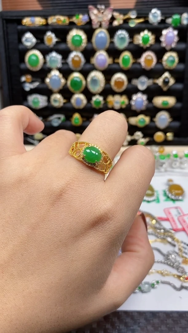 银S925镶嵌戒指翡翠8821