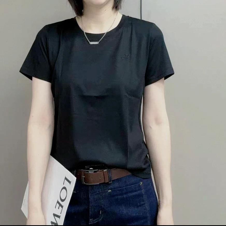 小施家时尚百搭冰爽刺绣显痩T恤6619