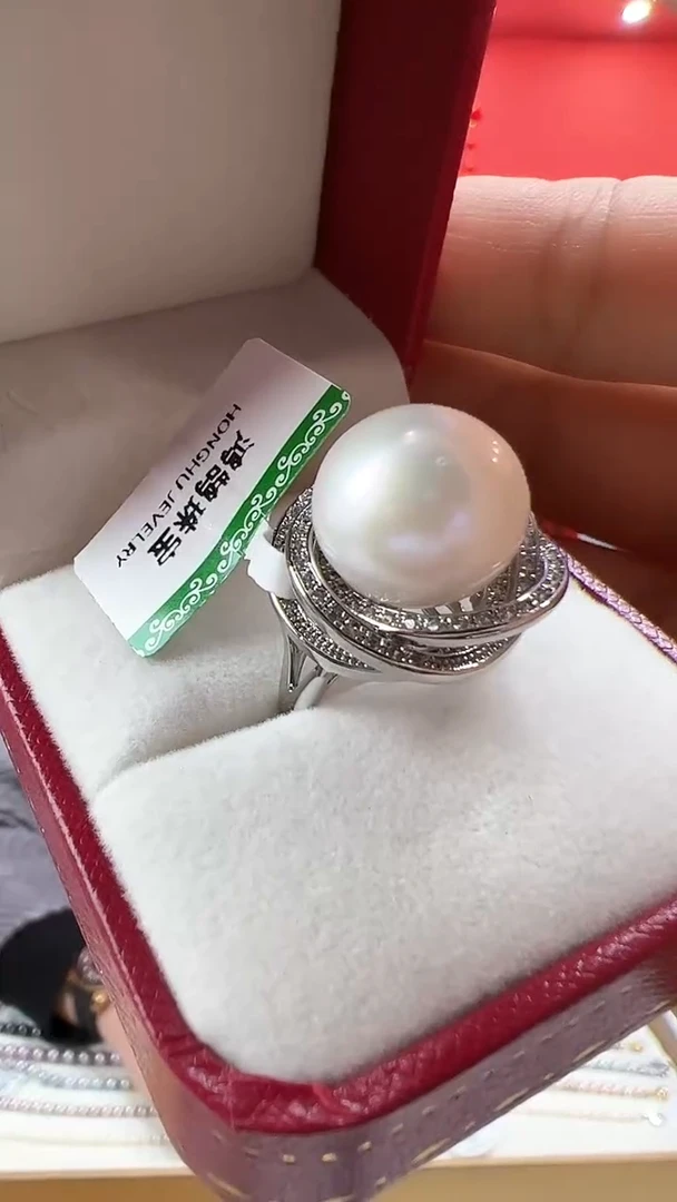 【闪购商品】淡水珍珠戒指未镶嵌双环龙珠白雪戒指