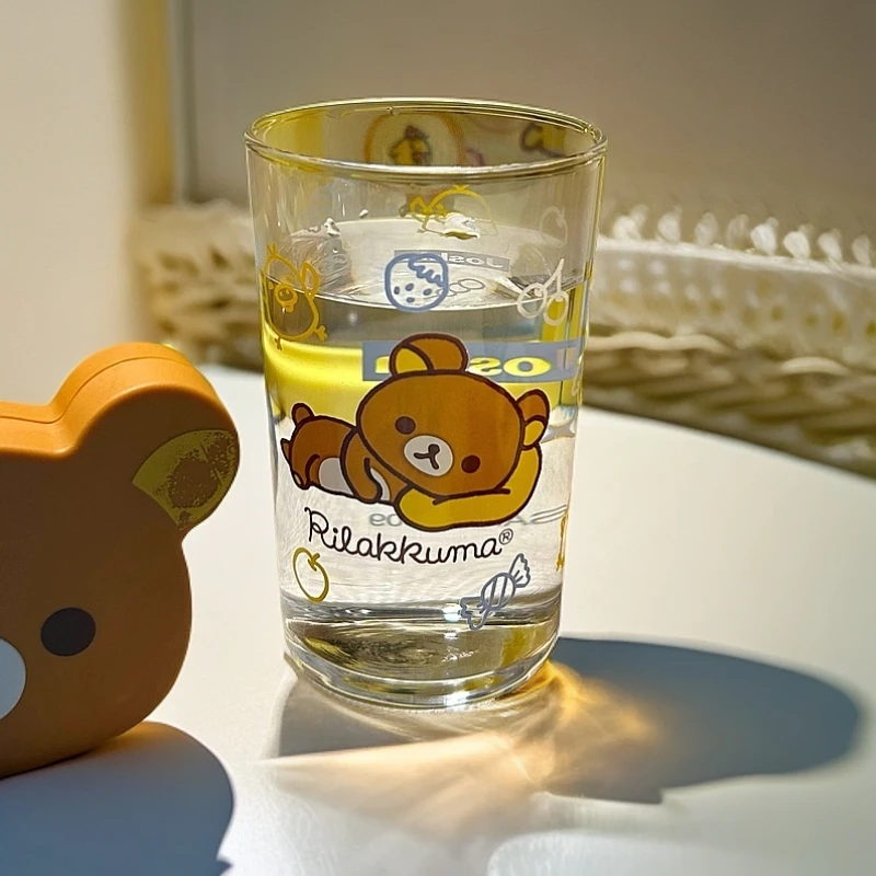 小熊玻璃杯大容量轻松熊拉拉熊玻璃杯水杯果汁饮料杯子卡通可爱