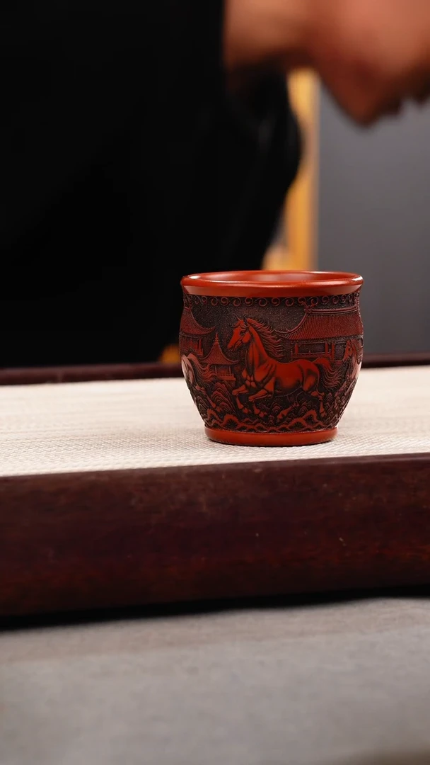 茶壶紫砂大红袍 八骏主人杯