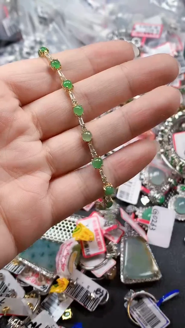 银S925镶嵌戒指翡翠天然A货缅甸翡翠