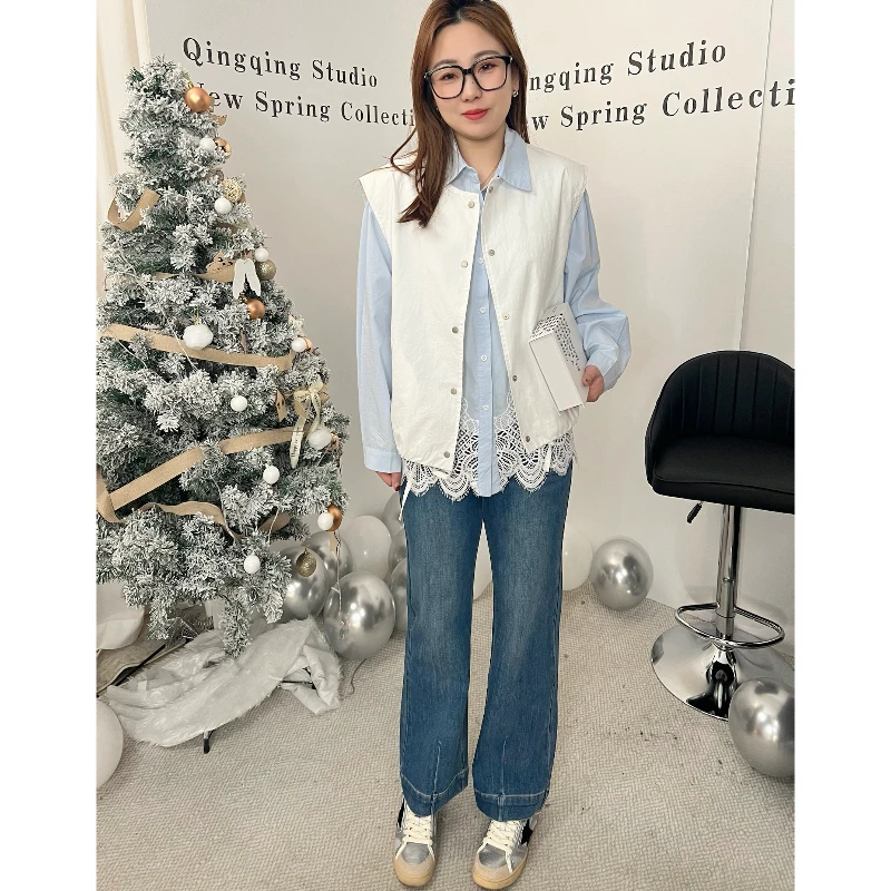 青青·STUDIO〖洋气微喇〗春款显瘦百搭微喇牛仔裤QS25022