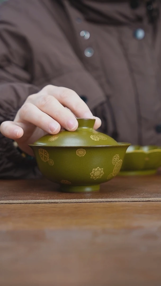 【闪购商品】杯景德镇茶叶末皮球花盖碗