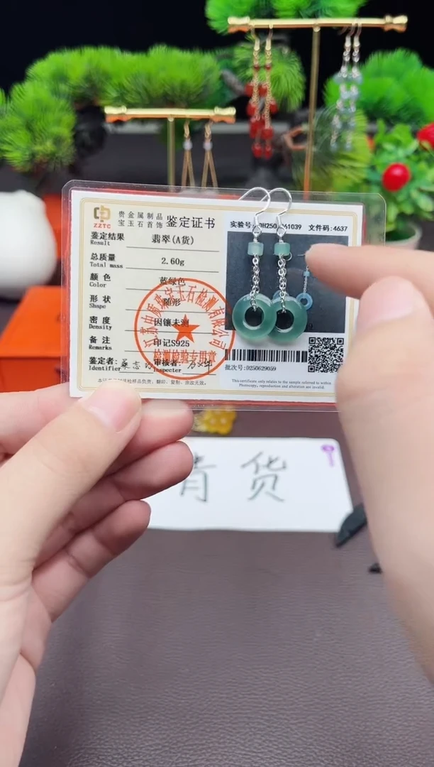 翡翠银S925镶嵌耳饰811