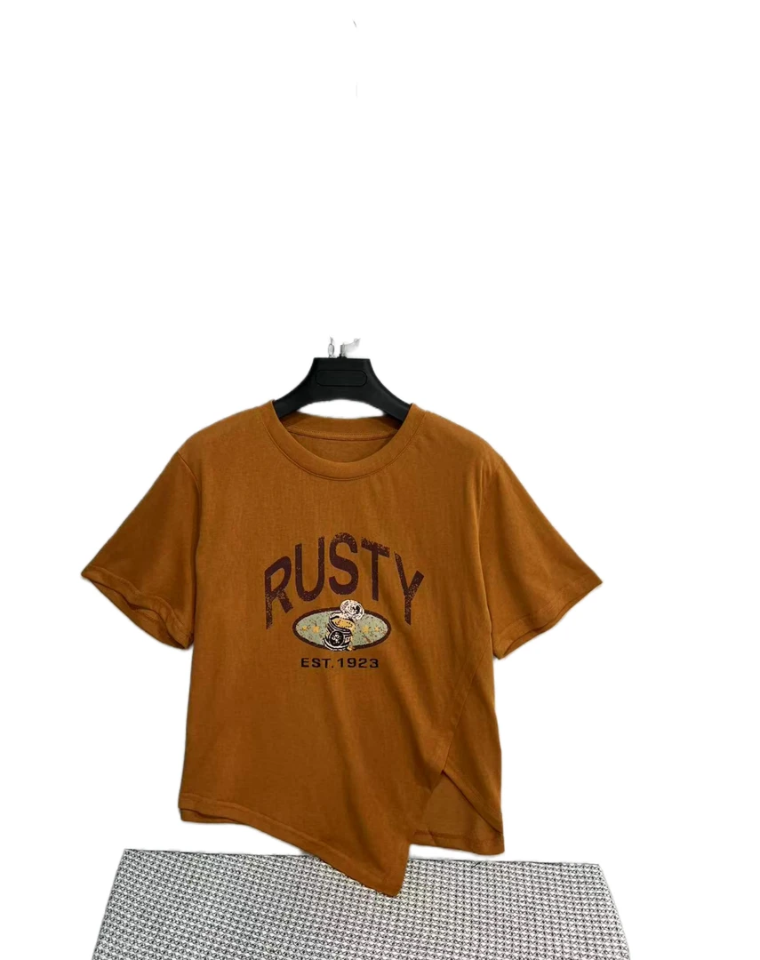 6575  下摆设计感  时尚  休闲  百搭  街头  T恤