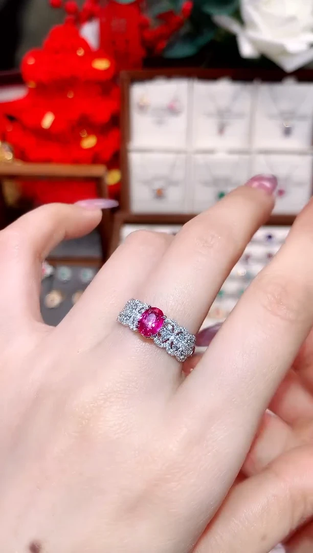 彩色蓝宝石戒指铂Pt950镶嵌1.01ct/天然宝石/七天无理由