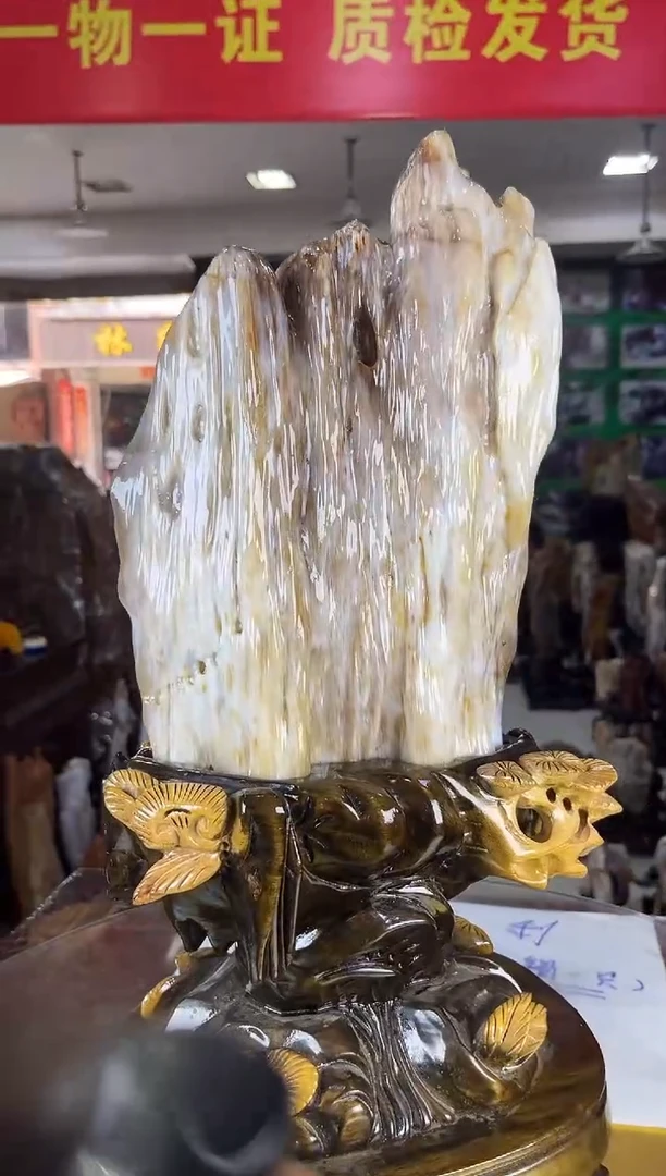 未镶嵌珠宝奇石硅化玉缅甸天然树化玉精品摆件