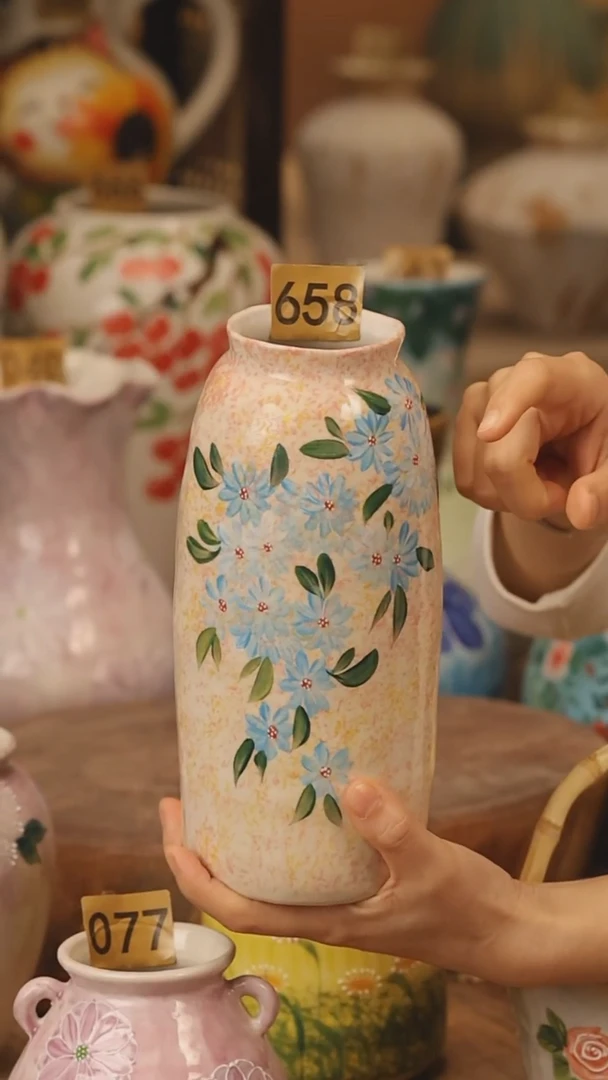 陶瓷景德镇设计师手作花器摆件侘寂风@M658@