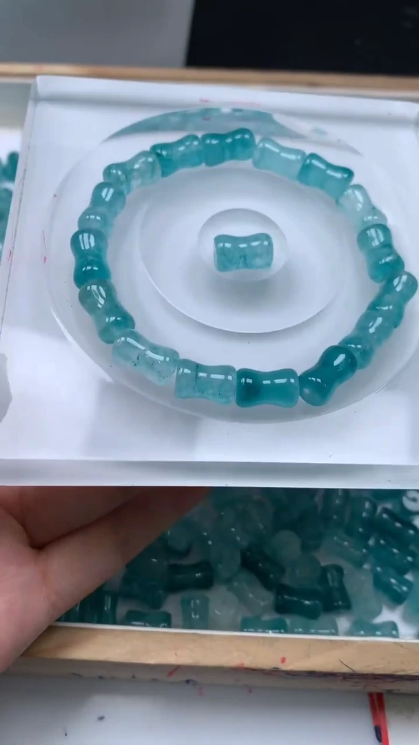 未镶嵌散珠碧玺E945帕蓝碧玺竹节8*12mm5个6.8元