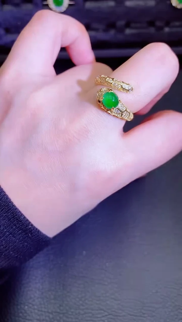 【闪购商品】翡翠戒指银S925镶嵌天然a货翡翠251