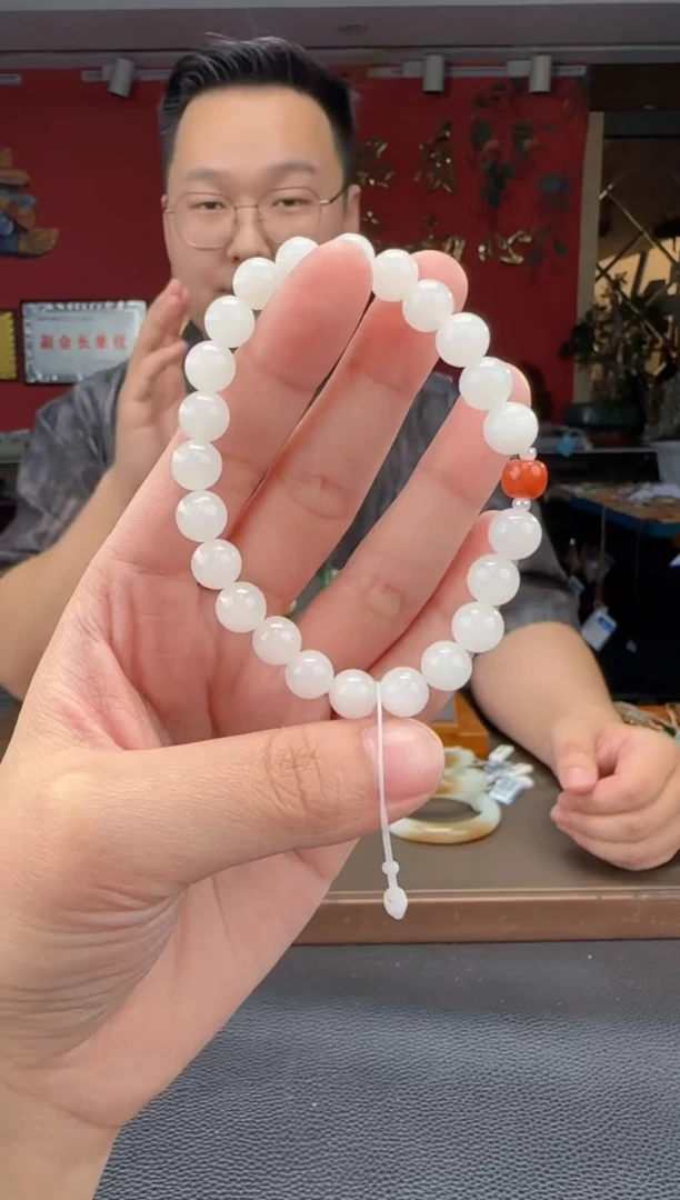 手串未镶嵌和田玉白玉单圈手串