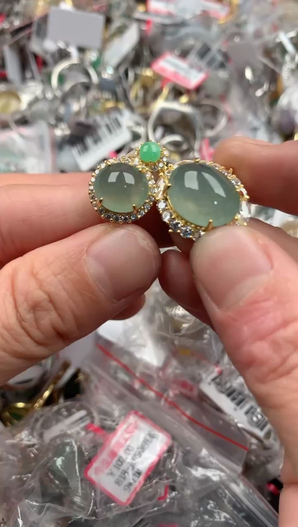 银S925镶嵌戒指翡翠888---3