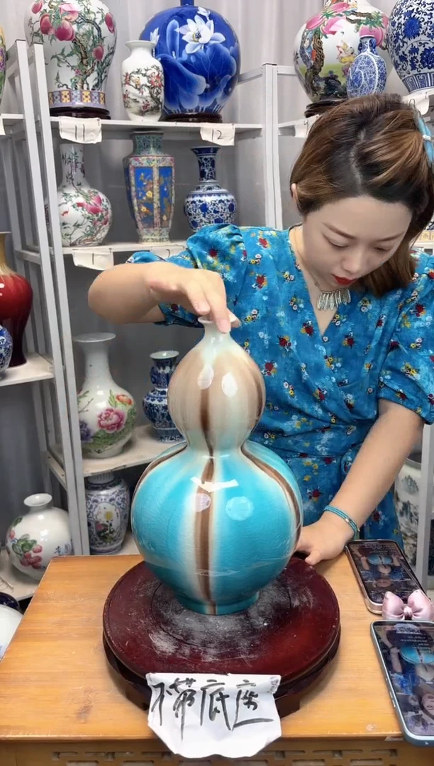 摆件景德镇三彩葫芦