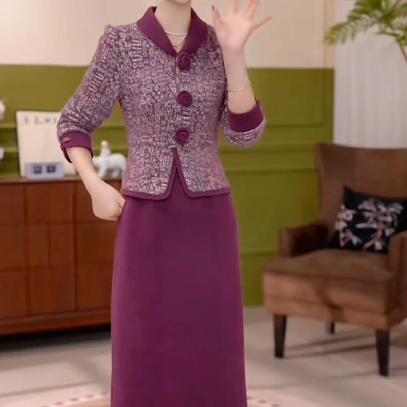 高档贵妃绒时尚洋气简约优雅礼服裙2025秋冬新款中长收腰连衣裙女