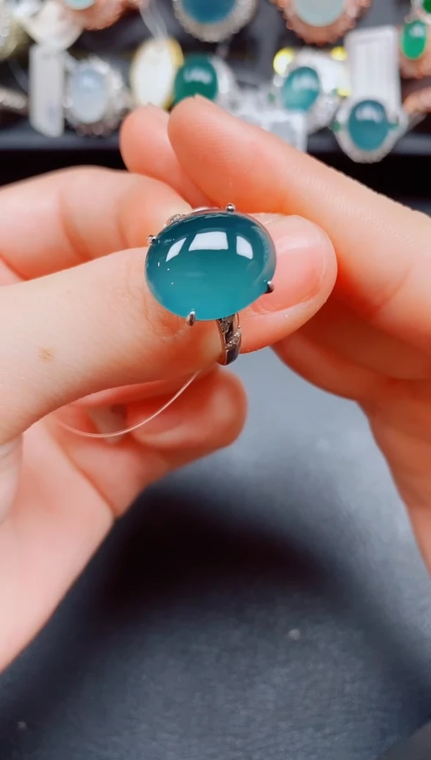 银S925镶嵌戒指翡翠翡翠