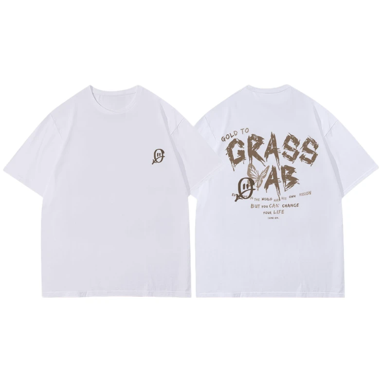 特大码300斤美式复古字母印花圆领短袖T恤男宽松百搭oversize半袖