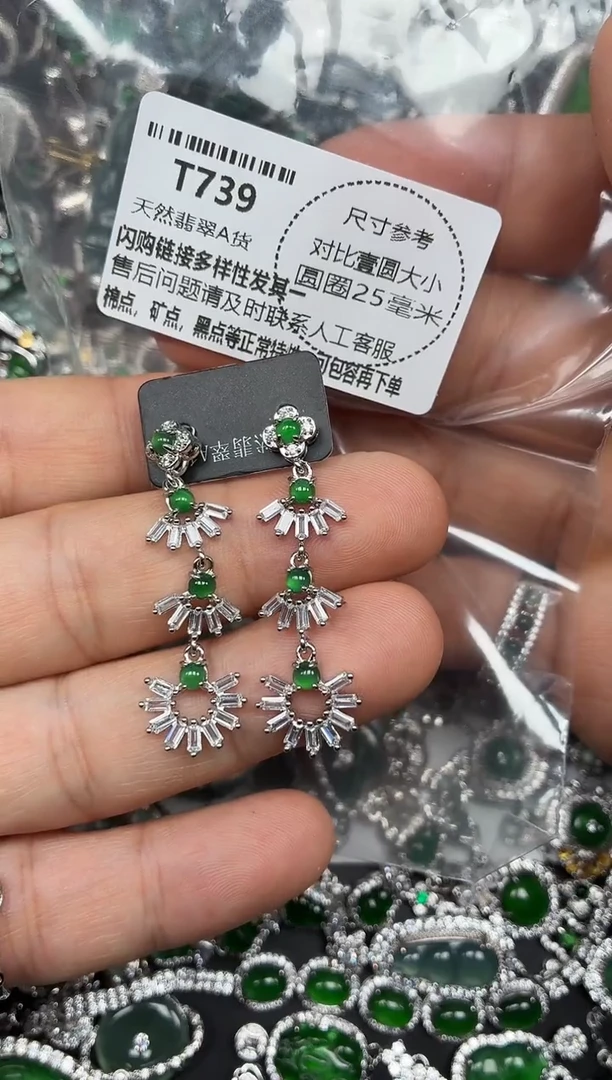 颈饰未镶嵌翡翠T739耳钉