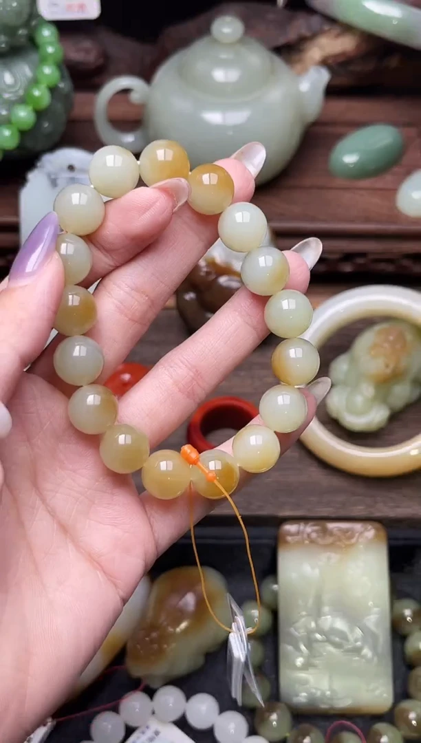 手串未镶嵌和田玉卡12且末迪克兰带糖 圆珠9009485